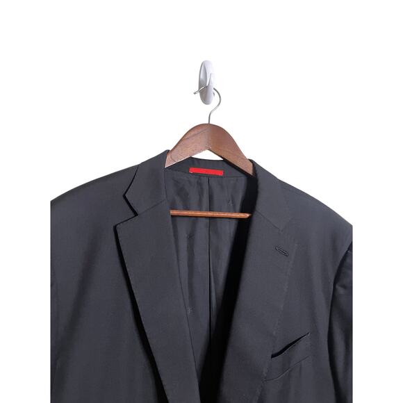 Isaia Napoli Aquaspider 160's 100% Wool Jacket Sport Coat Black Mens 58R - Picture 5 of 13